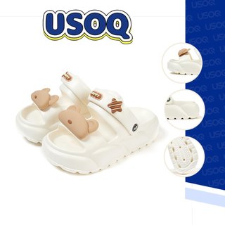 USOQ รองเท้าแตะหมี ดีไซน์น่ารัก สำหรับผู้หญิง พื้นนุ่ม เหมาะสำหรับฤดูร้อน ใช้ในบ้านและกลางแจ้ง กันลื่น