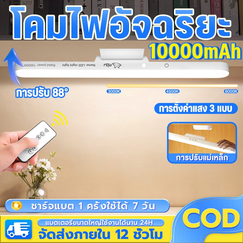 CLUCKCRAFT【รับประกัน 30 ปี】โคมไฟตั้งโต๊ะ เปิดได้ 3 แสง 28cm ไฟแม่เหล็ก ไฟอ่านหนังสือ ไฟ LED USB ไฟแต่งห้อง ไฟติดห้อง