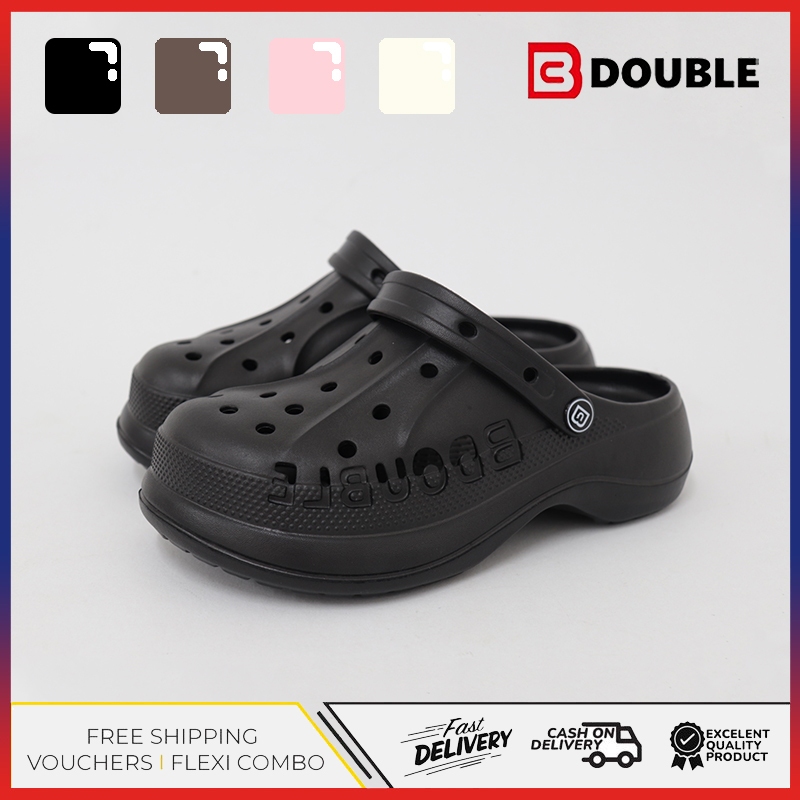 BB Double รองเท้าแตะผู้หญิง รูปแบบใหม่ แบบสวม หัวกลางแจ้ง หนาแต่เพียงผู้เดียว กันลื่น สะดวกสบาย ใช้ง