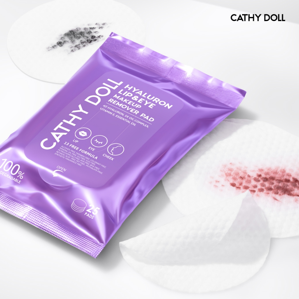 [สินค้าใหม่ ลองเลย] Cathy Doll ไฮยาลูรอนลิปแอนด์อายเมคอัพรีมูฟเวอร์แพด 25 แผ่น เคที่ดอลล์ - รูปที่ 4