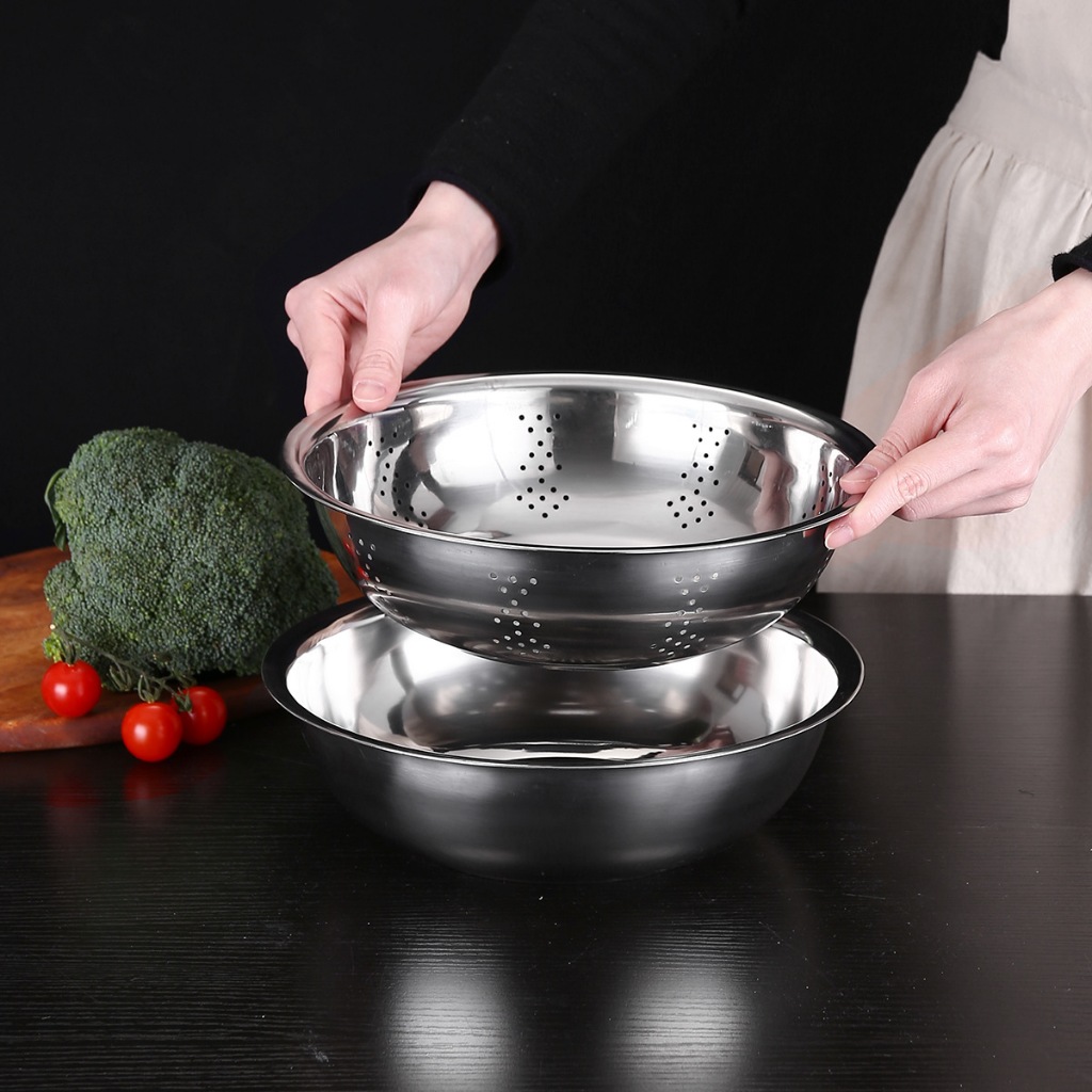 กะละมัง3in1 แถมฟรี!! แผ่นสไลด์ผัก หั่น/สไลด์/ขูดฝอย ขูดมะละกอ ชามผสม ชามสแตนเลส กะละมังสแตนเลส - รูปที่ 2