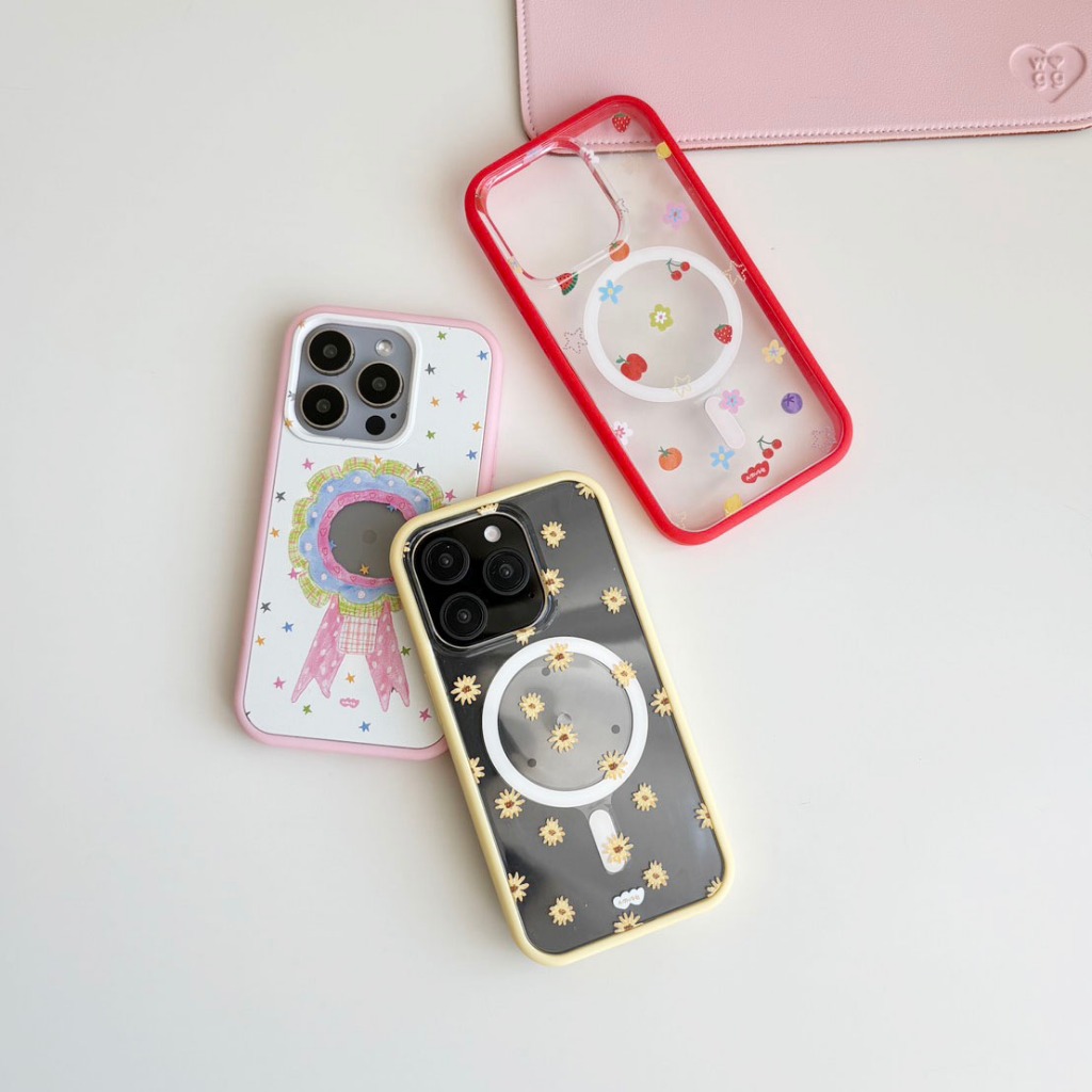amuse stuff-Color Pop Bumper Case🍭 เคสขอบสีด้านหลังใส มีแม่เหล็ก