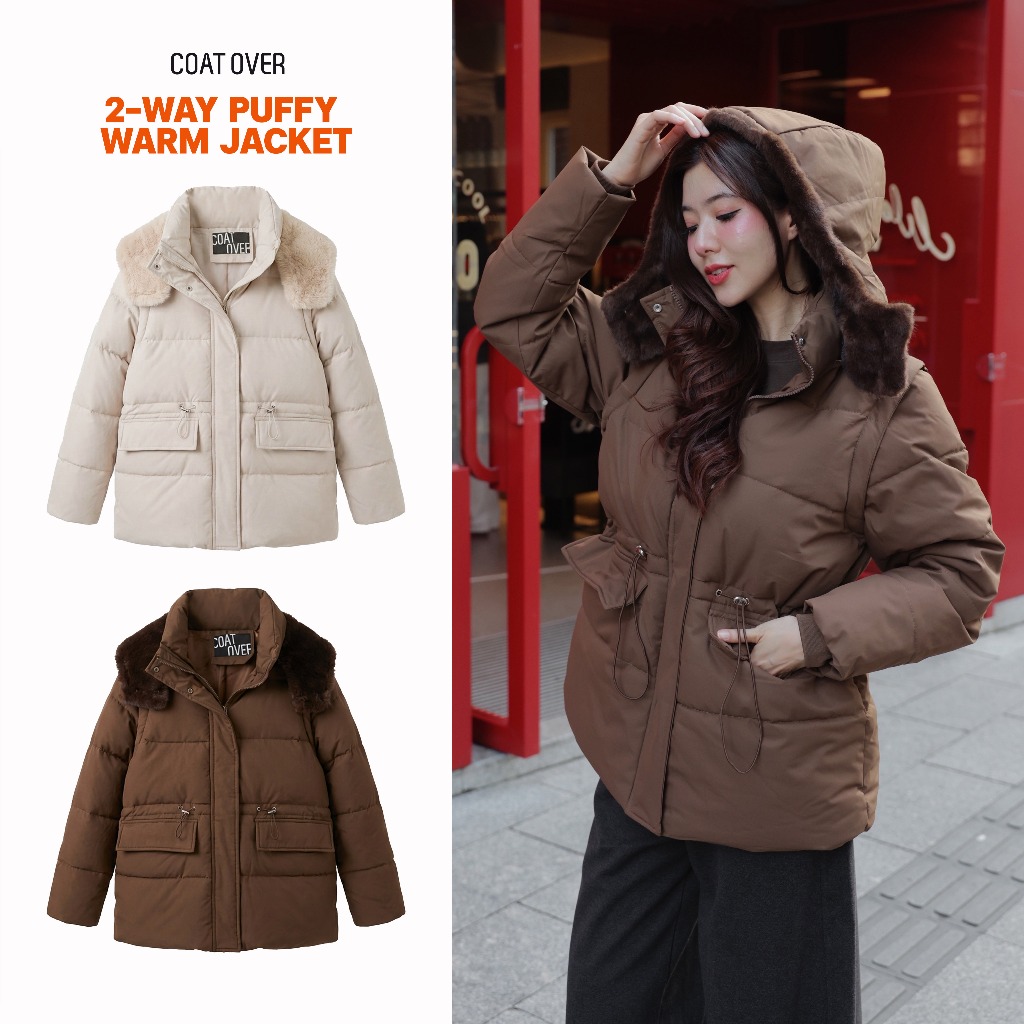 CO1153 2-Way Puffy Warm Jacket – เสื้อกันหนาวแขนถอดได้