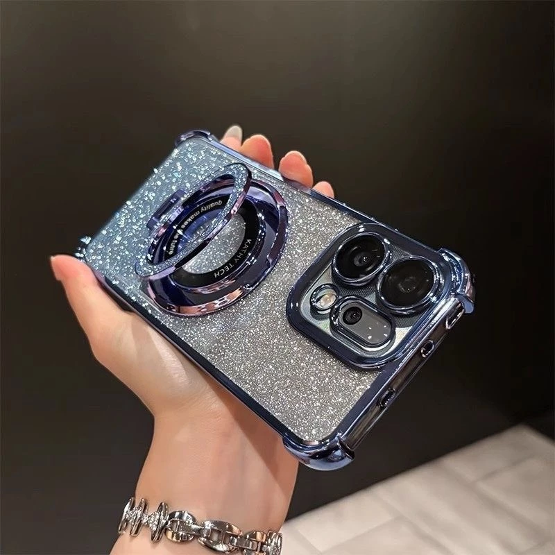 เคสตั้งได้ หรูหรา สำหรับ OPPO Reno16 16Pro 16F Reno15 15Pro max 15F 13 Find X9 X9Pro กากเพชร หรูหรา ตั้งได้ กันกระแทก CD