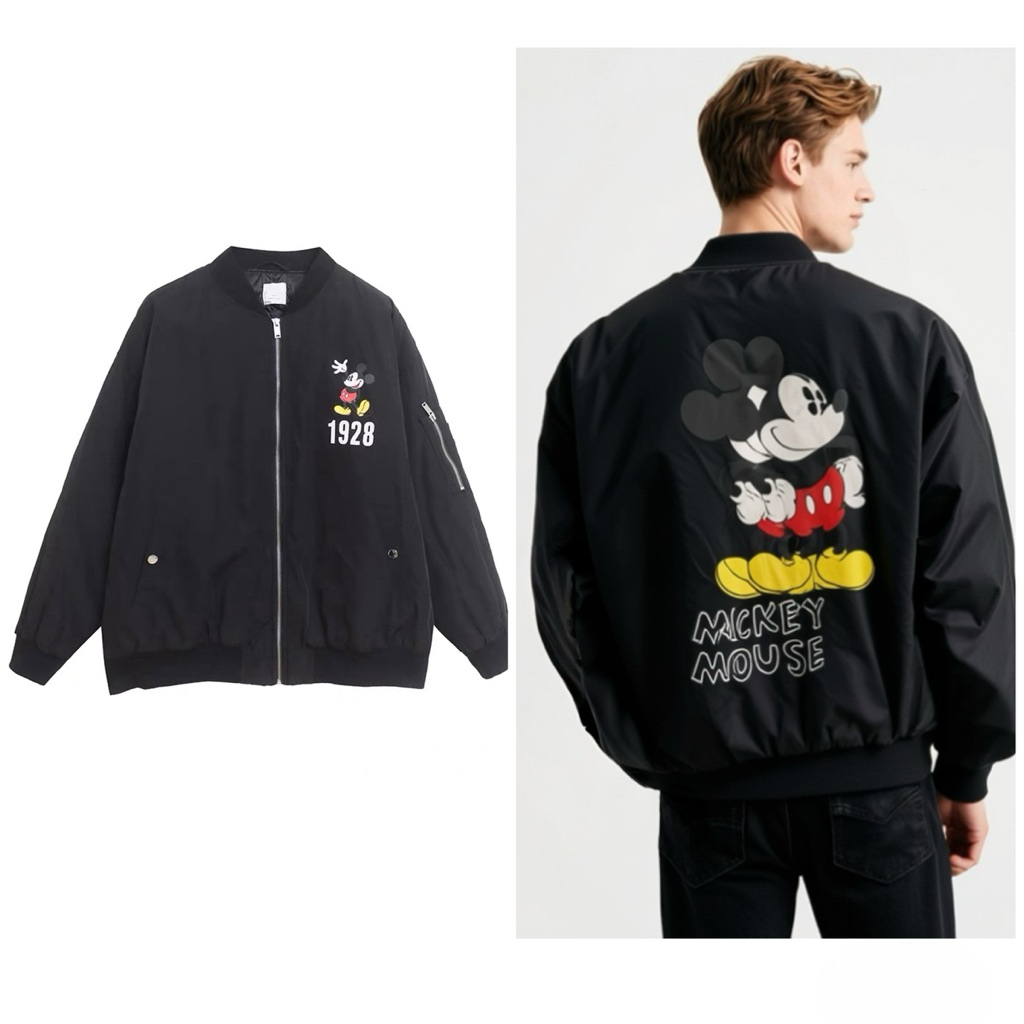 Mickey mouse bomber Jacket  🎱 บุนวมอุ่นด้านใน 🎱MICKEY MOUSE  งานDISNEYแท้ 💯%  (TS764）