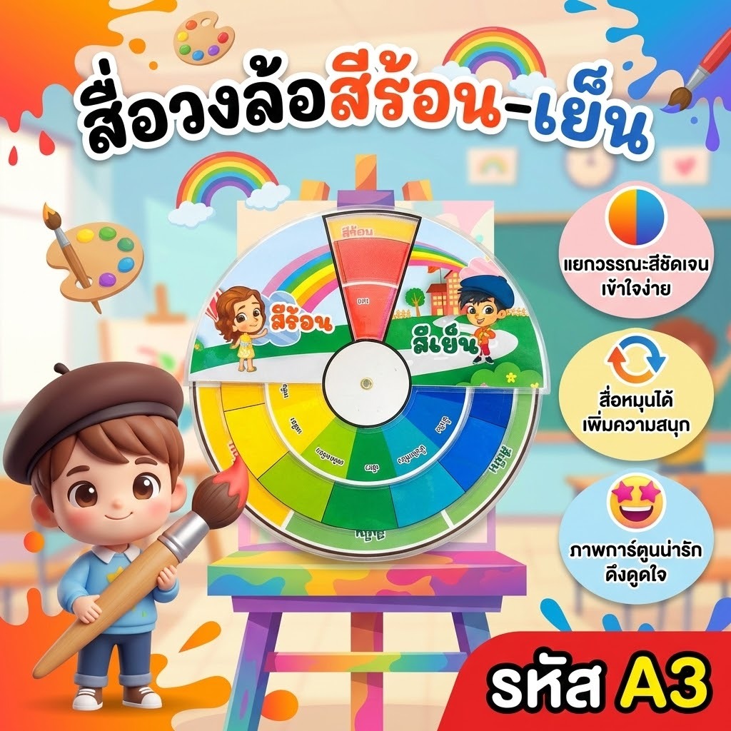 สื่อการสอน วิชาศิลปะ วงล้อสีร้อนเย็น + ขาตั้ง 1 ชิ้น