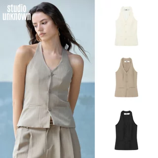 STUDIO UNKNOWN - SS26 Anna Slim Vest เสื้อกั๊กทรงเข้ารูปมีตัวปรับด้านหลัง
