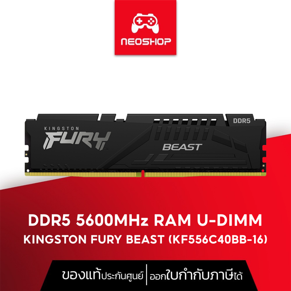 (แรมคอมพิวเตอร์)  RAM 16GB (16GBx1) DDR5 5600MHz U-DIMM RAM KF556C40BB-16 KINGSTON FURY