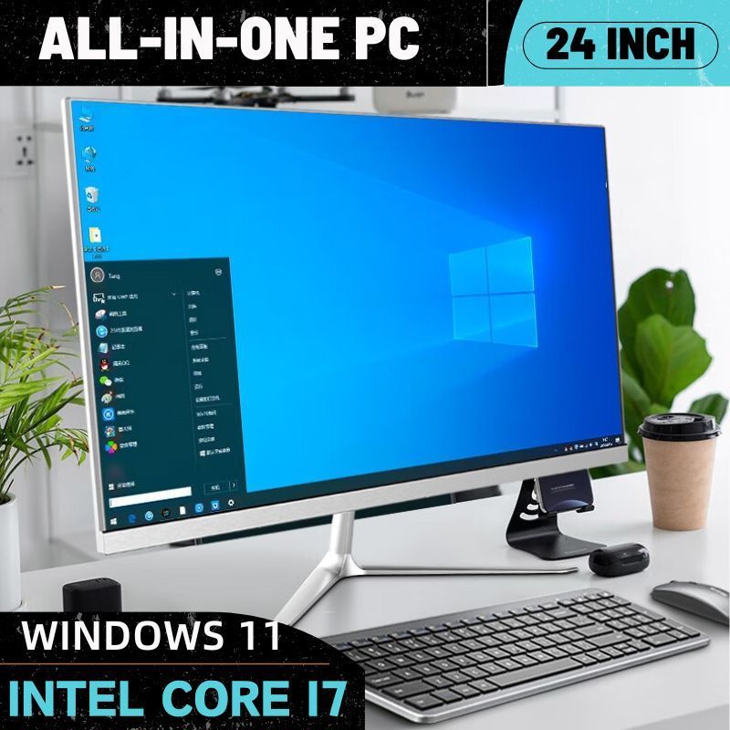 【In stock】คอมพิวเตอร์เดสก์ทอปมัลติฟังก์ชั่น Intel Core i7 16 + 512GB Full HD All in One PC, หน้าจอ F
