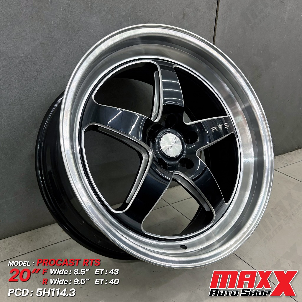ล้อแม็กซ์ WELD RTS ขอบ 20-5H114.3 F8.5 ET43 R9.5 ET40 สีดำขอบเงา (ขายเป็นชุด 4 วง) (0675,0676) F-RTS