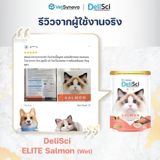 DeliSci Elite Salmon Sovereign Mousse อาหารเปียกแมว สูตรมูสเนื้อปลาแซลมอน 40g (1 กล่อง 12 ซอง)