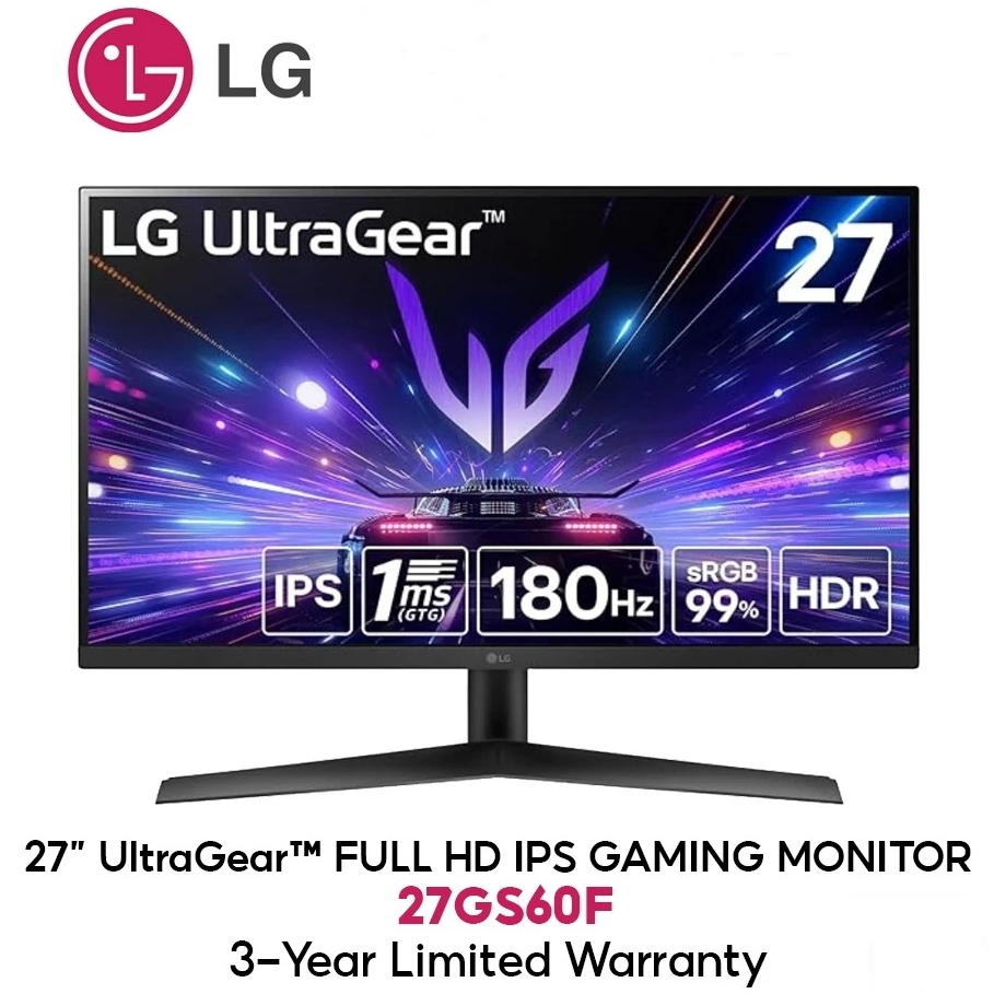 MONITOR (จอมอนิเตอร์) LG ULTRAGEAR 27GS60F-B  27" IPS FHD 180Hz