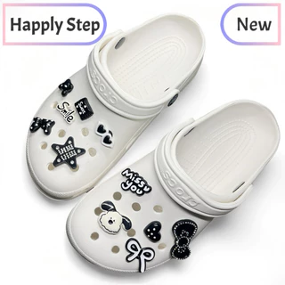 Happy Step 11ชิ้น/เซ็ต หมาขาวดำE11*เฉพาะตัวติด(พร้อมส่ง) จิ๊บบิท ตัวติดรองเท้า ชุดตกแต่งรองเท้า ลายการ์ตูนน่ารักๆ