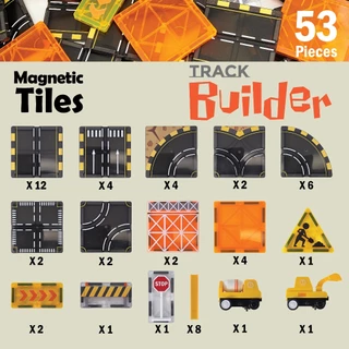 Magnet Tiles TRACK Builder ของเล่นตัวต่อแม่เหล็กรางรถชุดนักสร้าง 53 ชิ้น