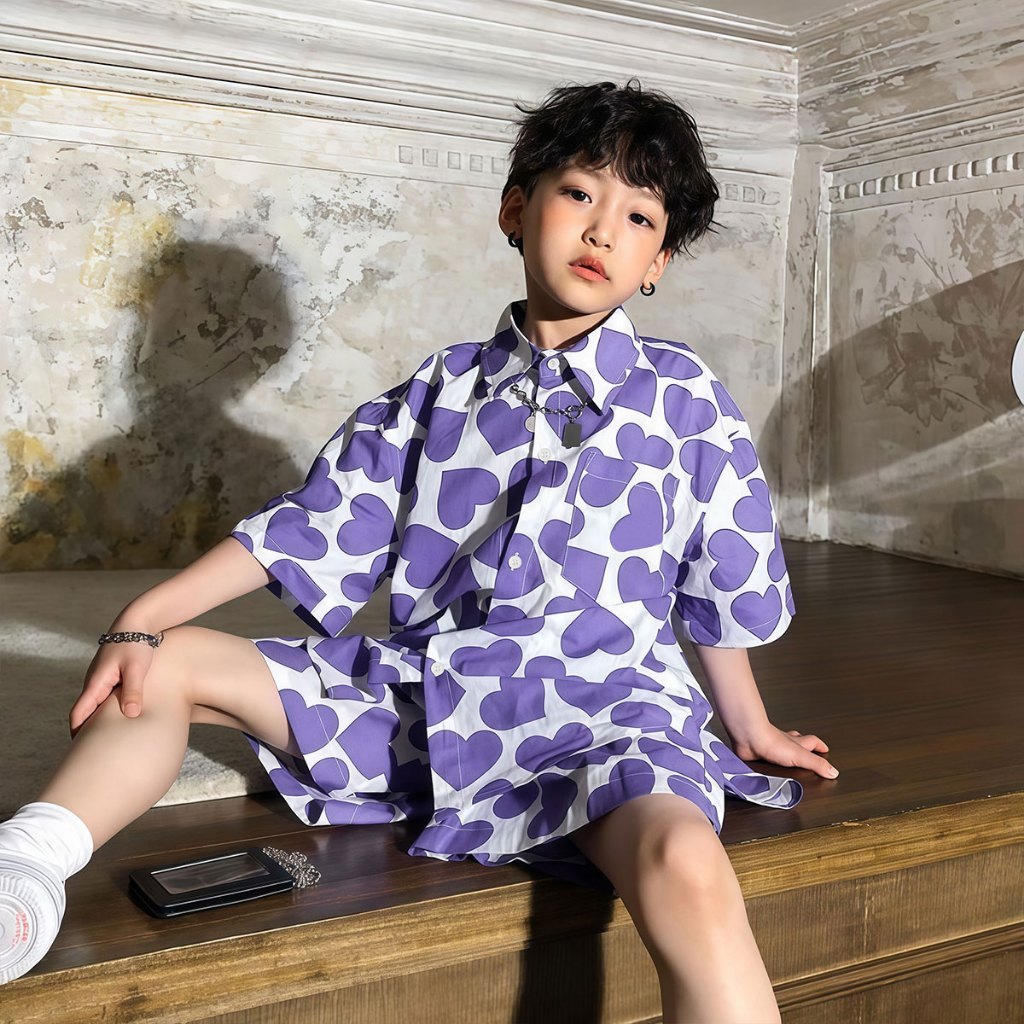 Beryl kids🌸ชุดเซ็ทเด็กชาย🎀ชุดลำลองเด็กสองชิ้น แขนสั้นพร้อมกางเกงขาสั้น  เสื้อสงกรานต์ เย็นสบาย แฟชั่นฤดูร้อน รูปที่ 7