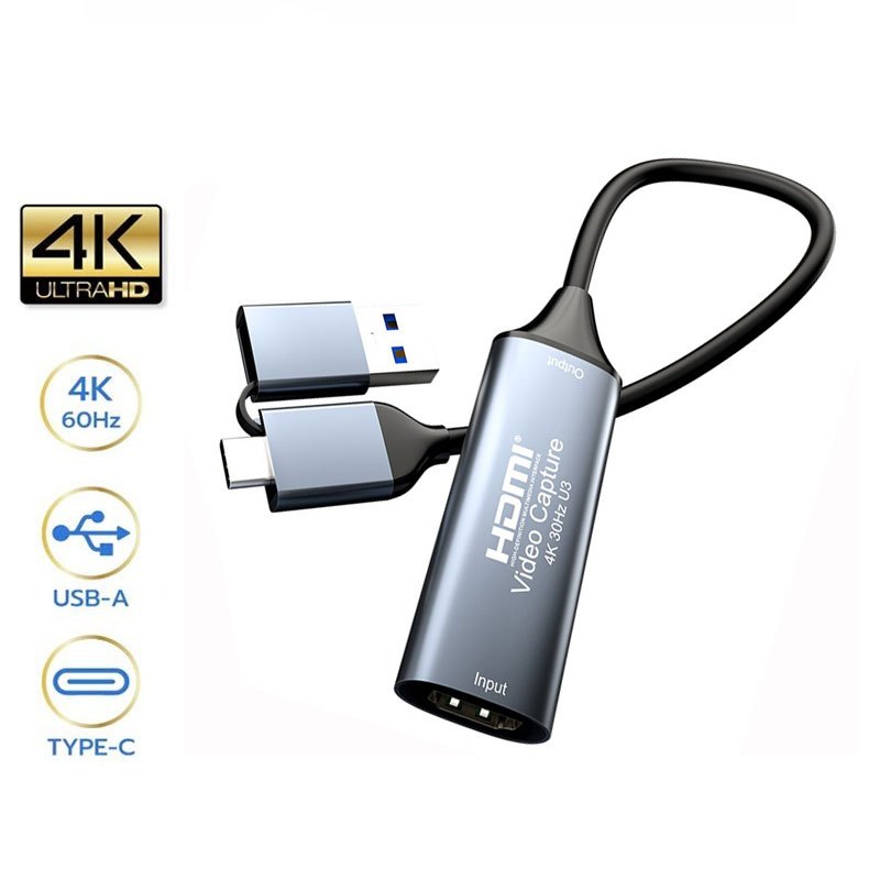 การ์ดจับภาพวิดีโอ Video Capture Card, Type-C / USB3.0, 4K@30Hz,การบันทึ วิดีโอ HD