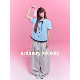 ODBC Vintage School Girls เสื้อเชิ้ตปักโลโก้ เชอร์รี่แบบใหม่