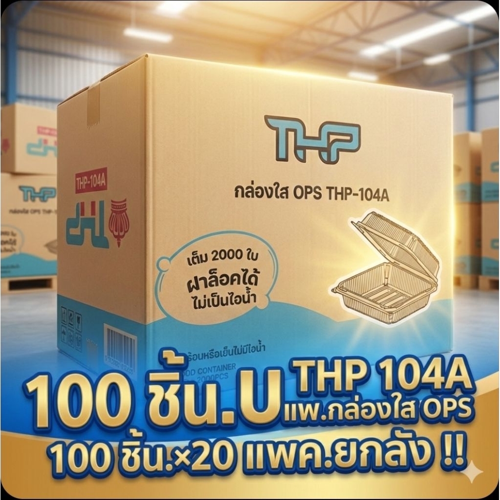 📦THP-104A กล่องใส ฝาล็อค OPS 450 มล.จำนวน 100 ชิ้น.×20 แพค./2,000 ชิ้น(ยกลัง).📦