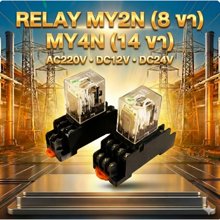 รีเลย์ ซ๊อคเก็ต RELAY my2 my2n my2n-gs my4n my2n+socket my4n+socket DC12v DC24v AC220v