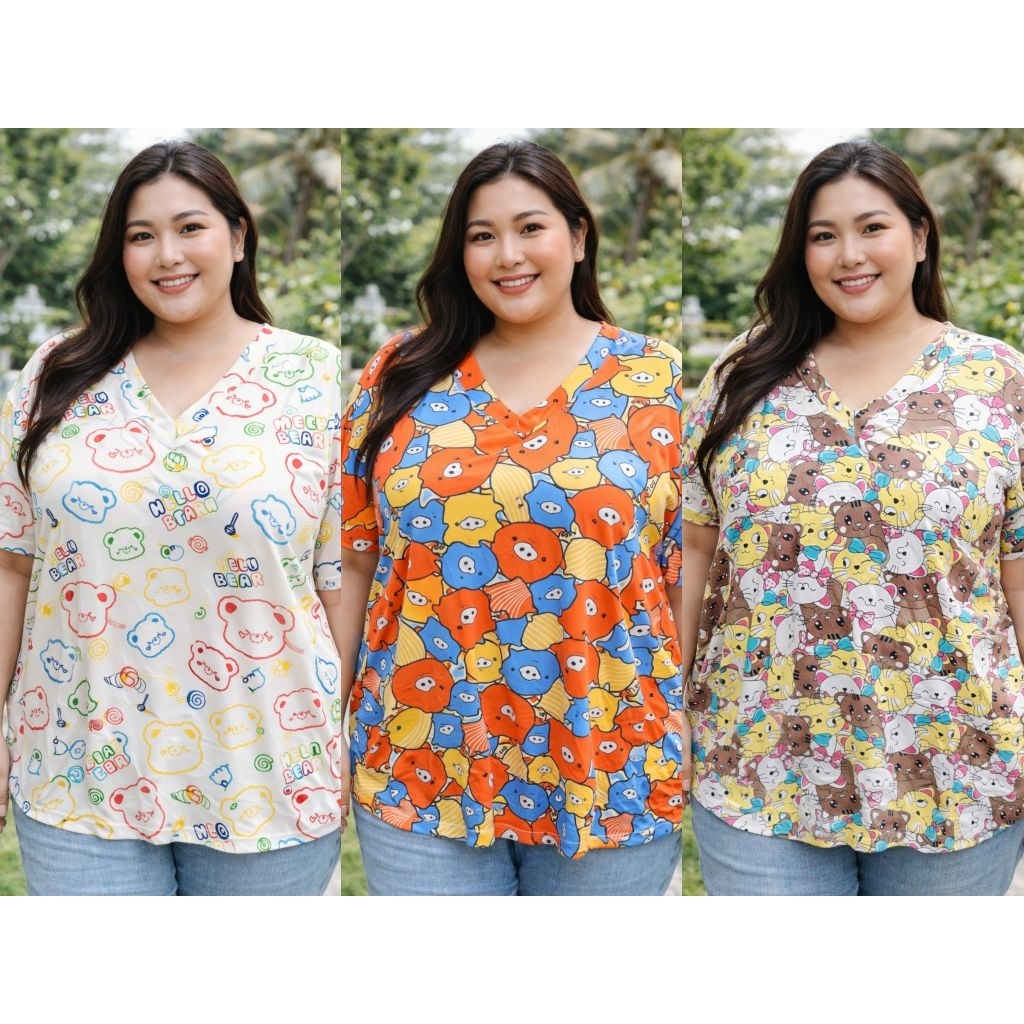 เสื้อยืดโอเวอร์ไซส์ สื้อผ้าไซส์ใหญ่ผู้หญิง Plus Size เสื้อผ้าคนอ้วน อก 60 นิ้ว