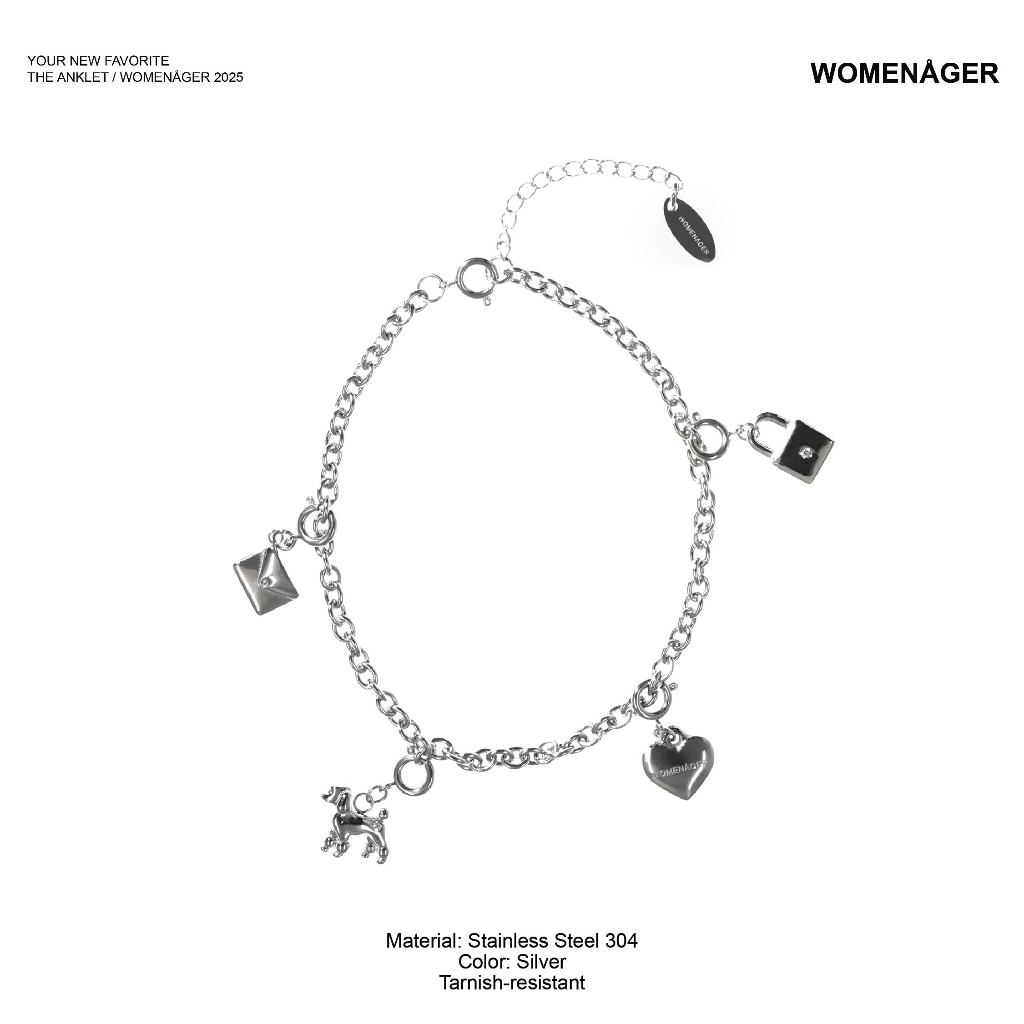womenager - FW25 Anklet and Charms สร้อยข้อเท้าและ Charms ตกแต่ง สร้อยข้อเท้า Stainless 304