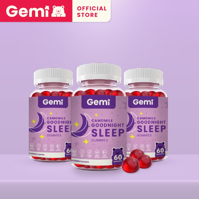 Gemi เจมมี่ กู๊ดไนท์สลีพกัมมี่ 3 กระปุก / Gemi Goodnight Sleep Gummy 3 bottles / GemiGummi