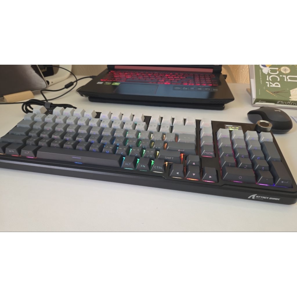 0ATTACK SHARK X98 Pro คีย์บอร์ดแมคคานิคอลไร้สาย 98 ปุ่ม | หน้าจอ TFT | ปุ่มหมุน | RGB | ไร้สาย 3 โหม