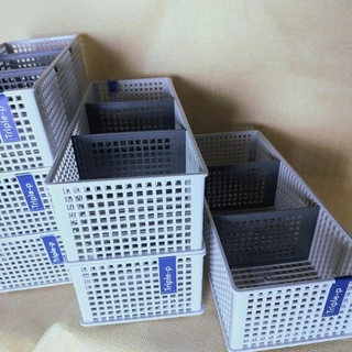 sorted basketตะกร้าแยกช่อง เรียง จัดเก็บ( 12×30 cm.) พลาสติกหนา โทนเทา ตัวเทาอ่อน แกนเทาเข้ม หนา พร้อมส่ง