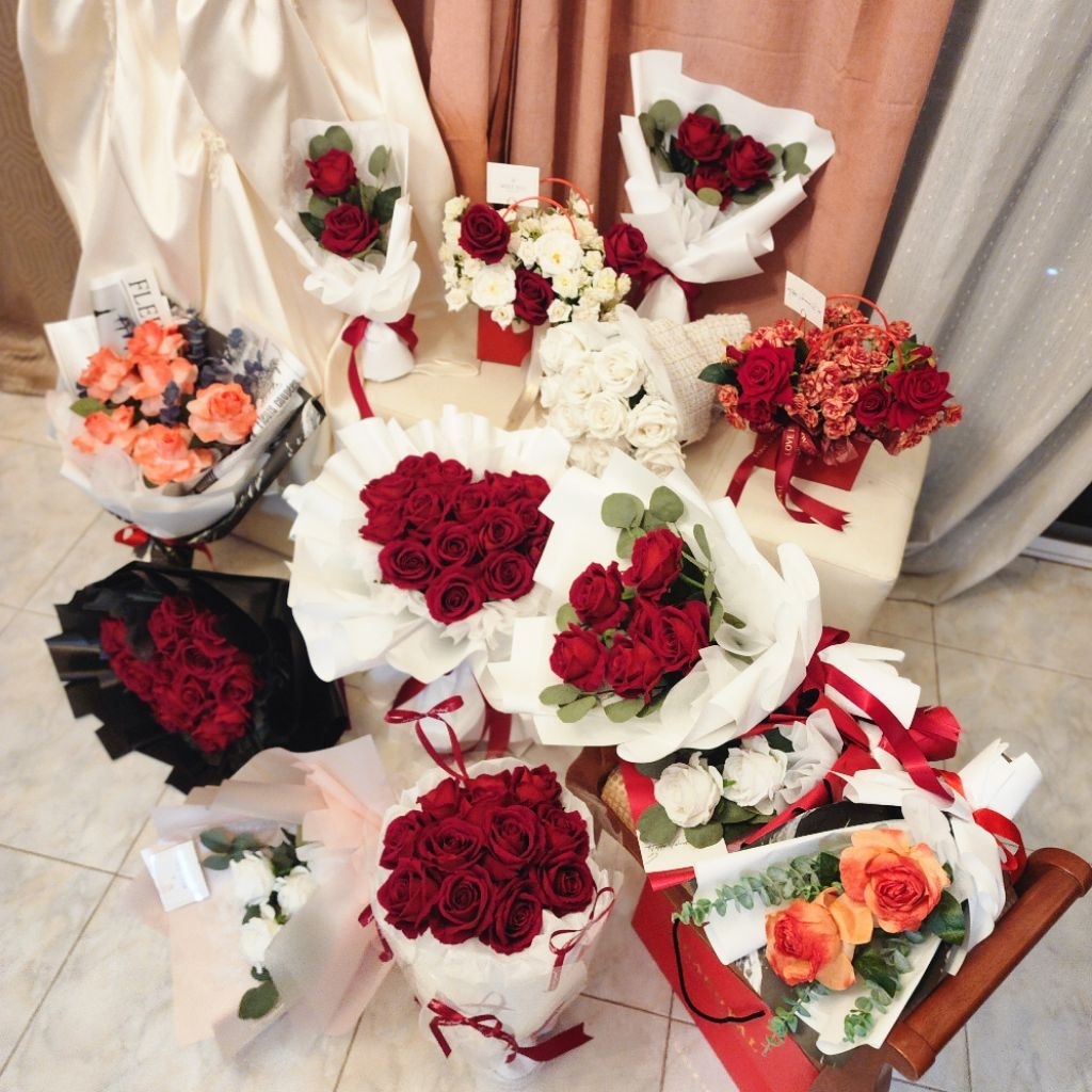 (ออเดอร์วาเลนไทน์ส่ง9-11/2/69)ส่งจากเชียงใหม่ ช่อกุหลาบประดิษฐ์ ช่อดอกไม้วาเลนไทน์