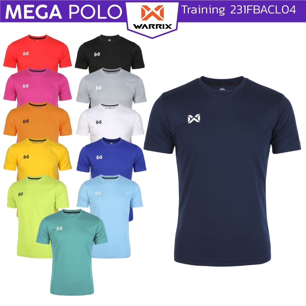 เสื้อกีฬา WARRIX แขนสั้น สีล้วน ผ้าลาย คอเย็บปกเสริม 231FBACL04 *ออกใบกำกับภาษีได้ค่ะ