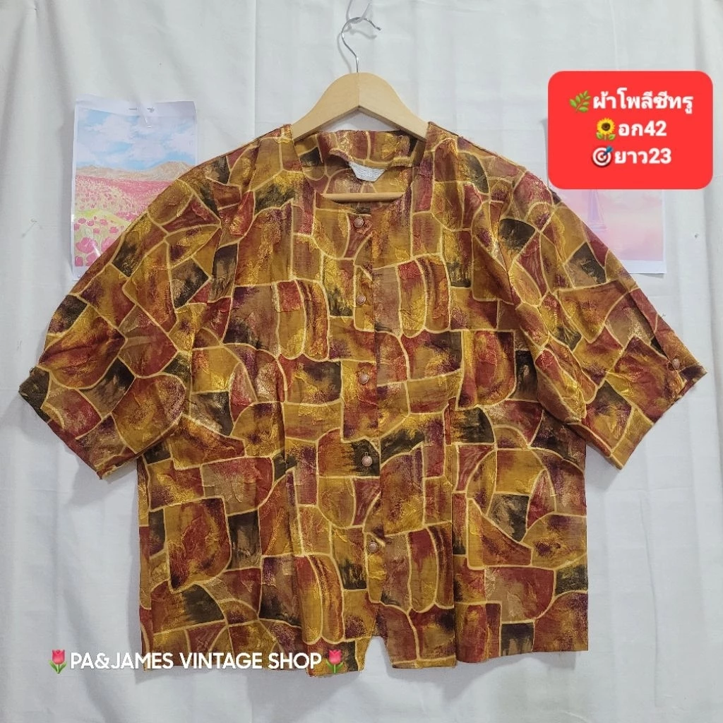 เสื้อเชิ้ตแขนสั้น ลายดอกไม้ สไตล์วินเทจ มือสอง VT9B thumbnail 10