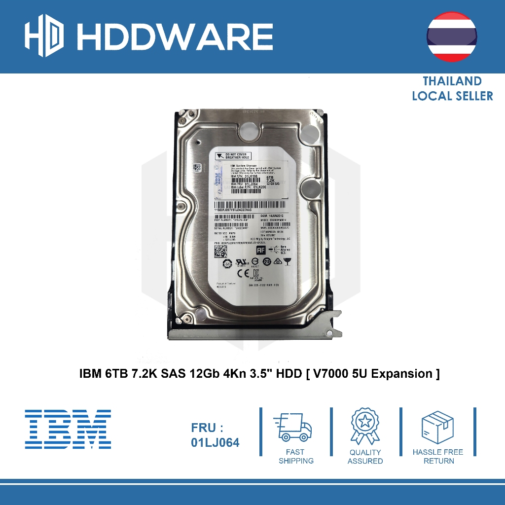 IBM 6TB 7.2K SAS 12Gb 4Kn 3.5" HDD [ V7000 5U Expansion ] // 01LJ064 // 01LK198 // 01LK200 // 1FT27Z