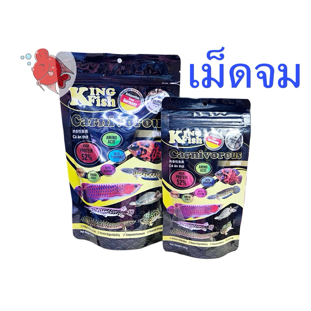 อาหารปลา King Fish Carnivorous คิงฟิช พรีเมี่ยม ปลากินเนื้อ ทุกสายพันธุ์ ปลาช่อน กลิ่นหอม โปรตีนสูง สีสวยงาม ความแข็งแรง