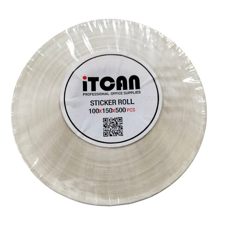 กระดาษสติกเกอร์ความร้อน iTCAN 100x150 mm ม้วน 500 แผ่น