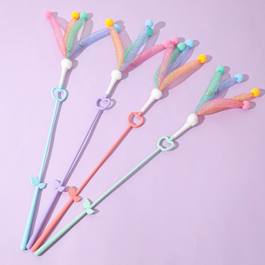 PP-1655 ไม้ตกแมว ไม้นางฟ้า 🪶🌈 รุ่นขนนกมีสี คละสี น้องแมวเพลิน รุ่นฮิต พร้อมส่งจากไทย
