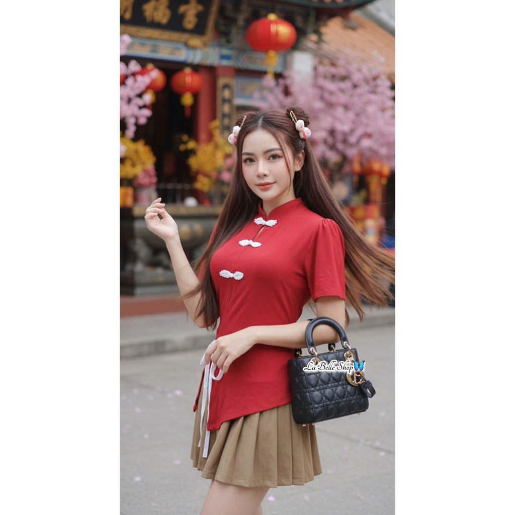 เสื้อตรุษจีนแต่งแบบ คุณภาพดี เนื้อผ้าพรีเมี่ยมยืดหยุ่นได้ C3 - รูปที่ 3