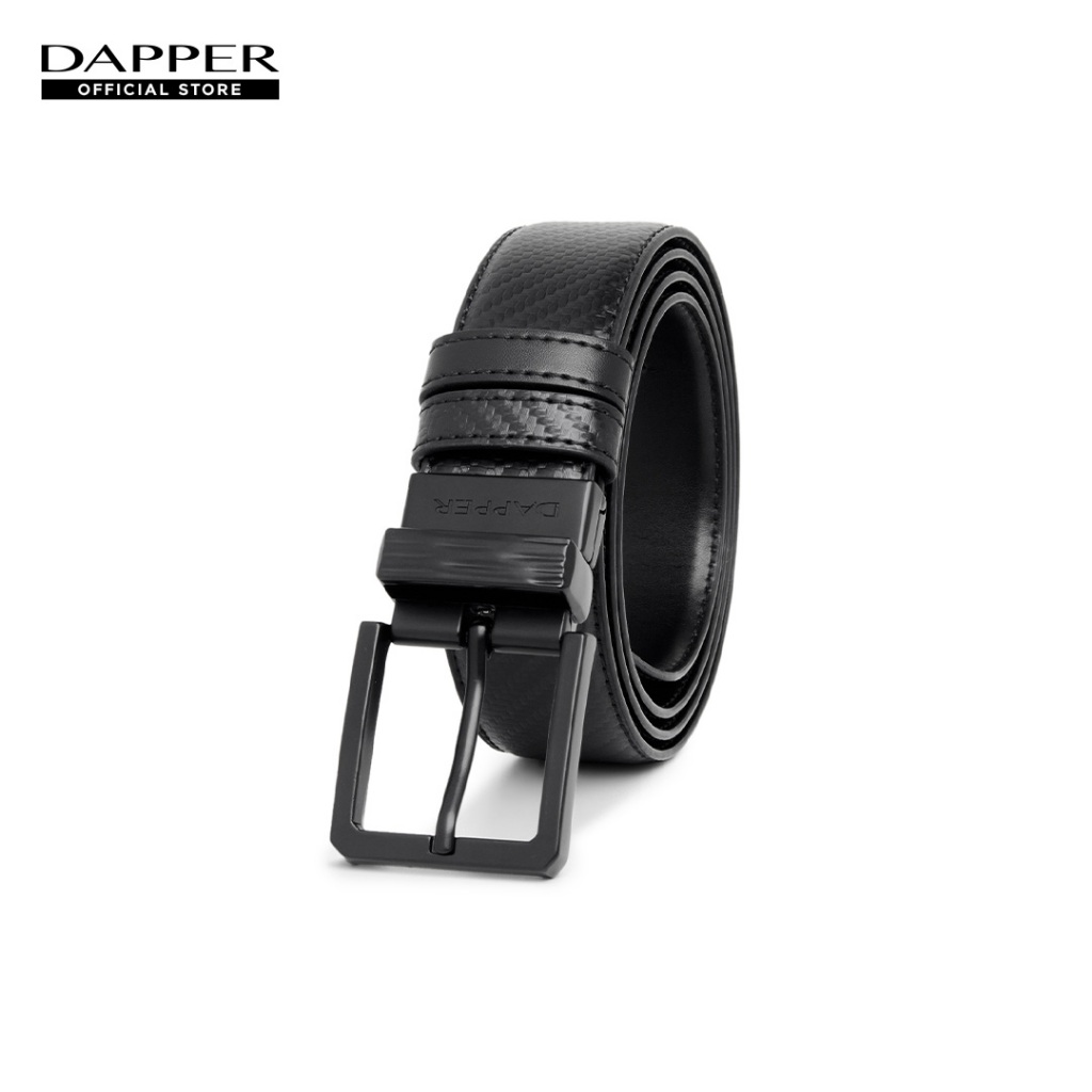 DAPPER เข็มขัดหนัง Carbon Fiber Matte Reversible Belt สีดำ ใส่ได้ 2 ด้าน (BBC/BK/2953PN)