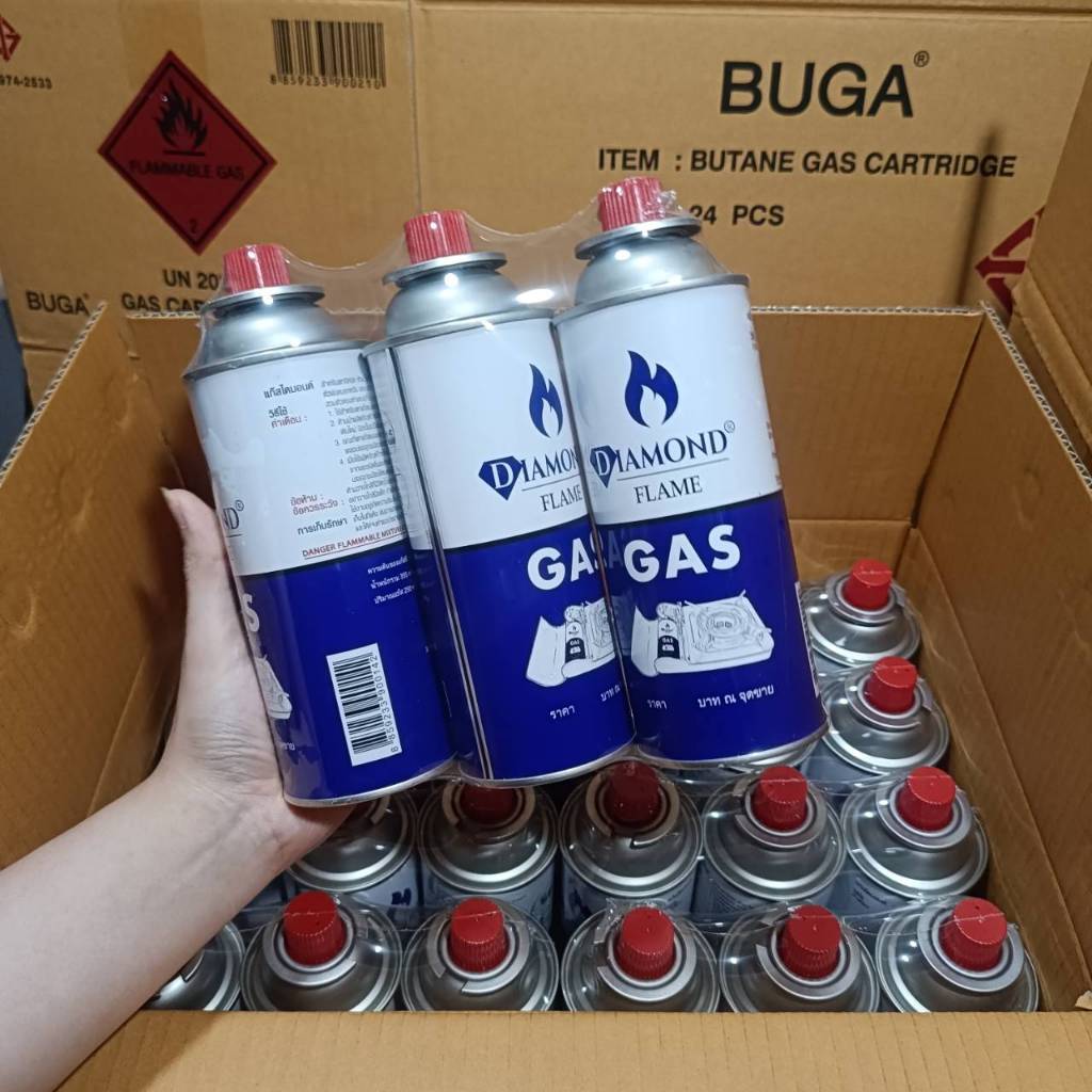 แก๊สกระป๋องสำหรับเตาปิคนิค Diamond Buga Gas ขวดใหญ่ รูปที่ 2