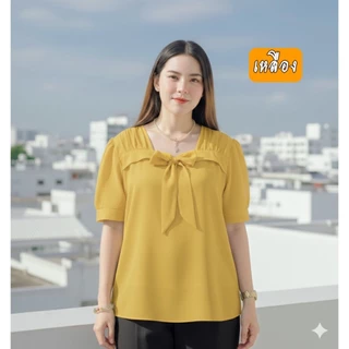 เสื้อชีฟองผูกโบว์ เนื้อผ้าใส่สบาย