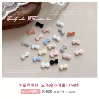 อะไหล่เรซิ่นโบว์ติดเล็บ เพิ่มความน่ารักให้กับหน้าเล็บ 50 ชิ้น/ห่อ สินค้าพร้อมส่ง