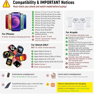 แท่นชาร์จ 3-in-1 สำหรับ iPhone และ Apple Watch พร้อมไฟกลางคืน ชาร์จไร้สาย 15W สีขาว / สีดำ