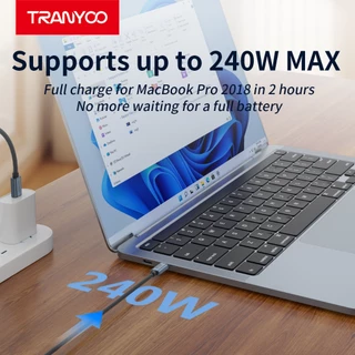 TRANYOO CC-7 สายชาร์จเร็ว Type-C กำลังไฟ 240W ความยาว 1.2 เมตร มาพร้อมชิป E-MARKER ในตัว รองรับการชาร์จเร็วสำหรับโทรศัพท
