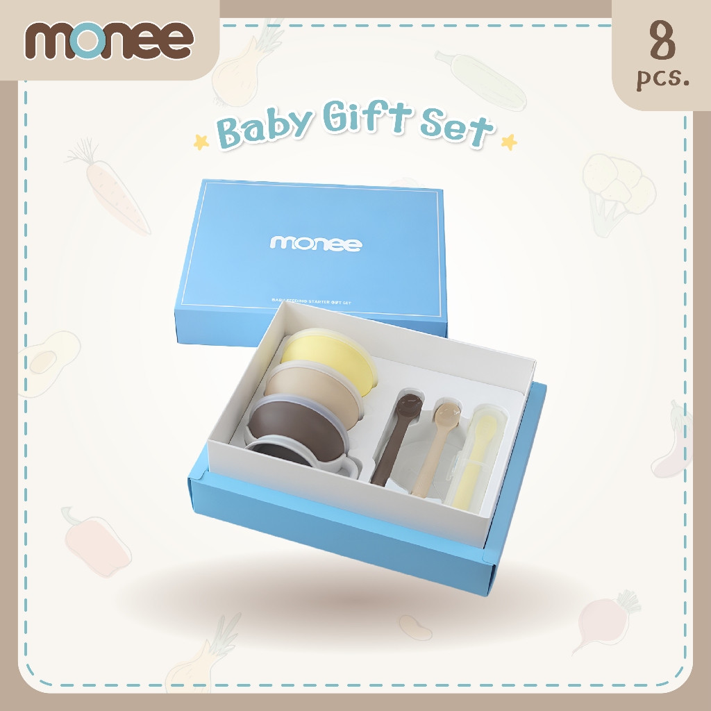 Monee ชุดของขวัญเด็กทารก ชุดอุปกรณ์ทานอาหารเด็ก สำหรับวัยเริ่มฝึกทาน ป้อนข้าวเด็ก 6 เดือน  Baby Gift Set