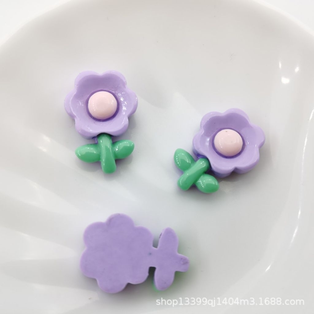 10 ชิ้น เรซิ่นดอกไม้สีม่วงพาสเทล Resin purple flowers รูปที่ 8
