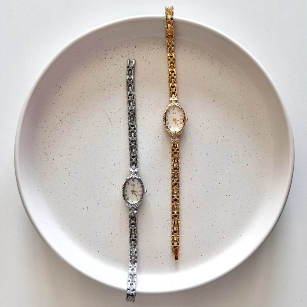 01-classic gold/silver | นาฬิกาวินเทจไม่ลอก ไม่ดำ (ตัดข้อ แจ้งความยาวในหมายเหตุคำสั่งซื้อ)