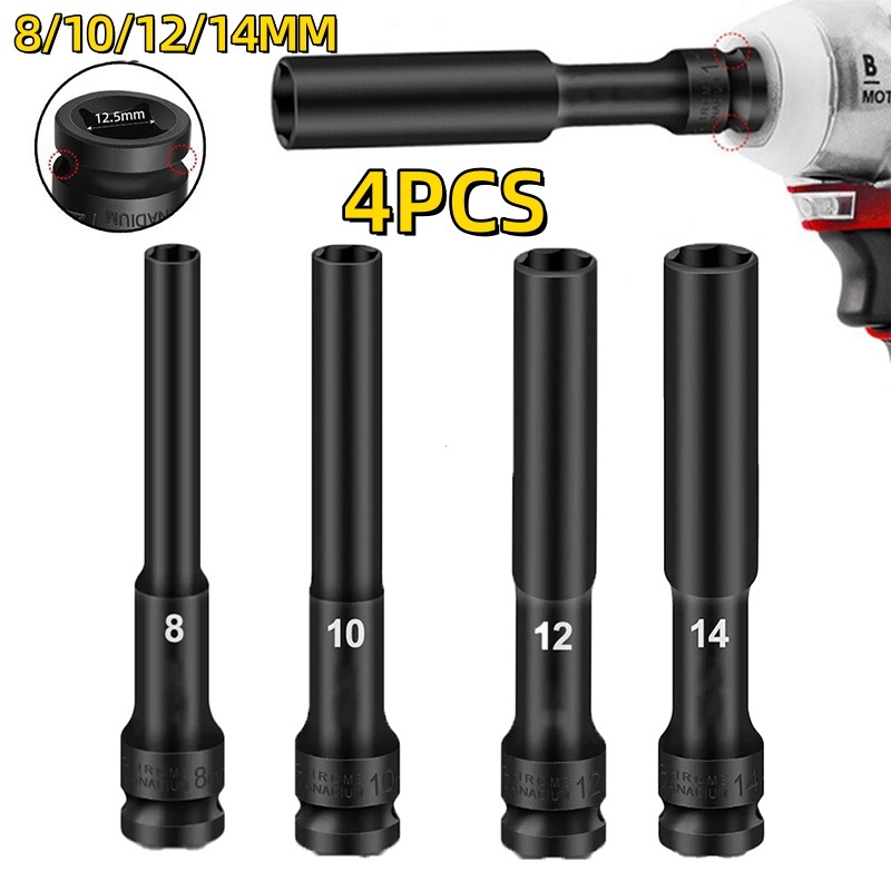 TH Tools Store ลูกบล็อก 1/2 นิ้ว สีดำ ผลิตจากเหล็ก CR-V ใช้กับประแจไฟฟ้าและเครื่องมือลม ขนาด 8mm และ 10mm