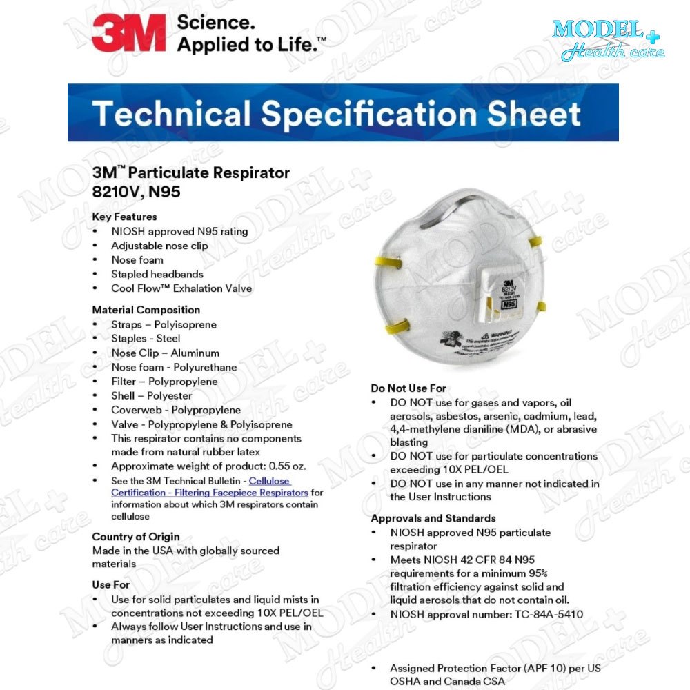 3M 8210V มีวาล์ว หน้ากากคาร์บอน N95 (ยกกล่อง 10 ชิ้น) ป้องกันฝุ่น PM 2.5 ควันรถยนต์ แบบคล้องหัว รูปที่ 4
