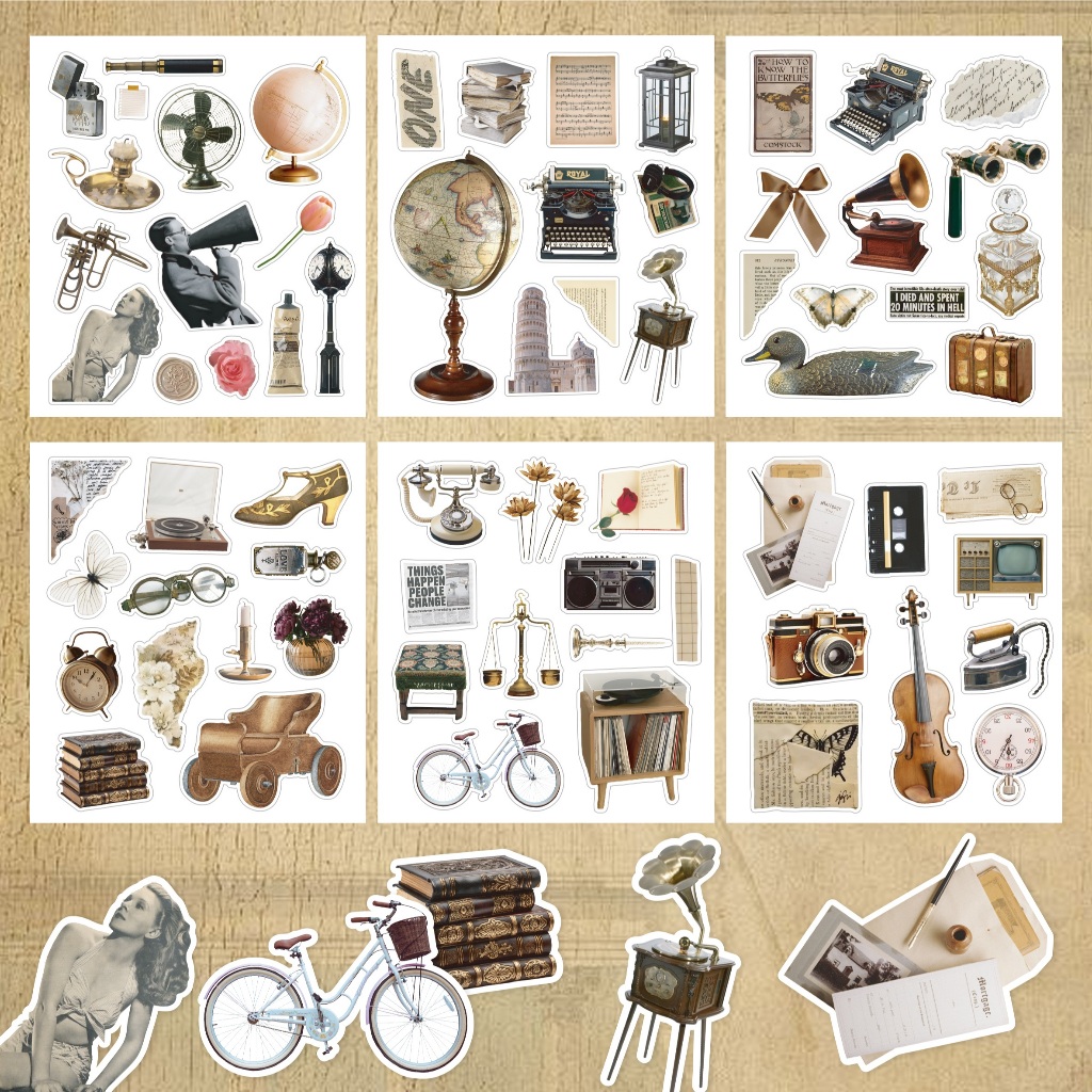 สติกเกอร์วินเทจ 68 ชิ้น, สติกเกอร์ความงามกันน้ำ Scrapbook, ผู้วางแผนประจําวัน, ขวดน้ำ, คู่มือขยะไดอรี่สติกเกอร์วัยรุ่น,