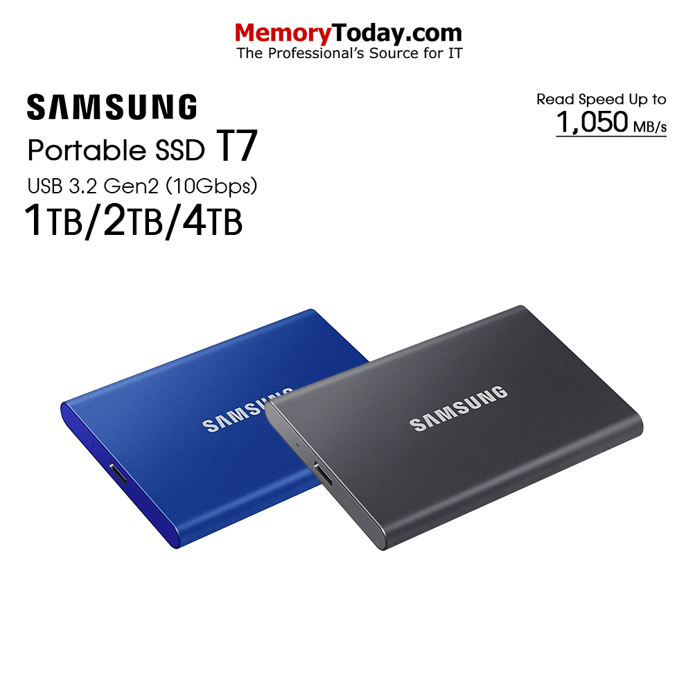 SAMSUNG T7 Portable SSD USB 3.2 Gen 2 (10Gbps) Type-C ความจุ 1TB / 2TB / 4TB