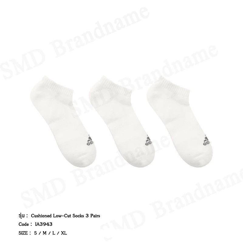 Adidas ถุงเท้า รุ่น Cushioned Low-Cut Socks 3 Pairs Code: IA3943